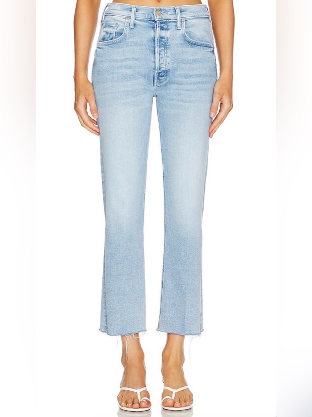 MOTHER Light Blue Cropped Flare Jeans